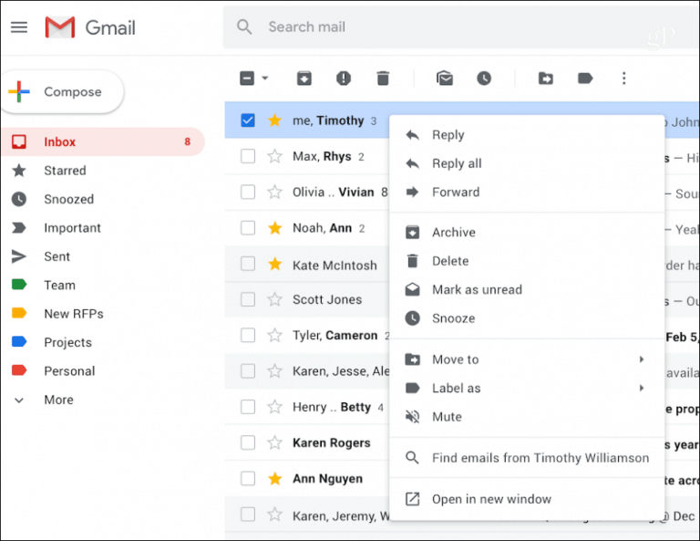 Gmail estrena un menú contextual muy útil