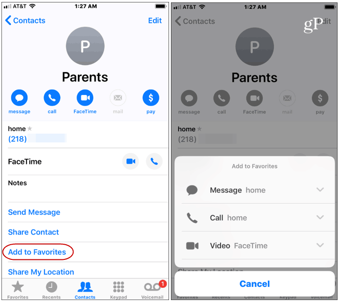 Add Contacts to Favorites on iPhone