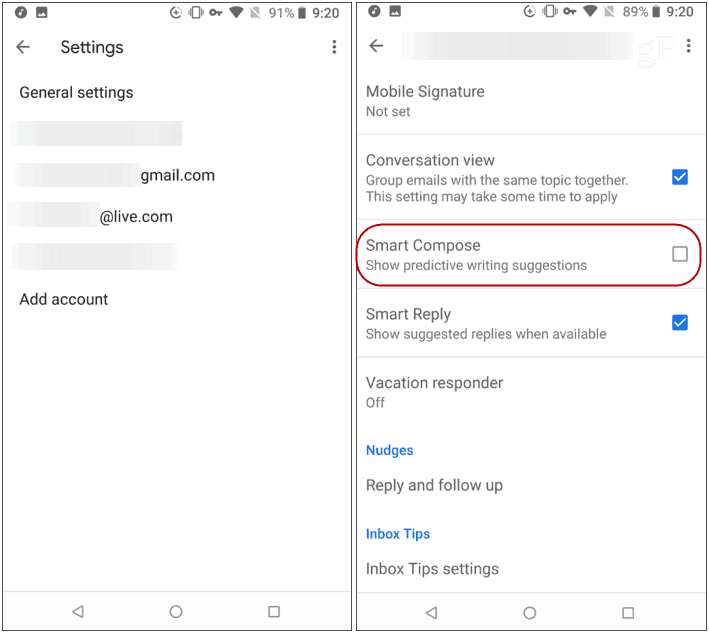 Smart Compost Android Settings