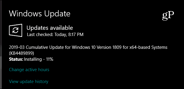 Windows 10 1809 KB4489899