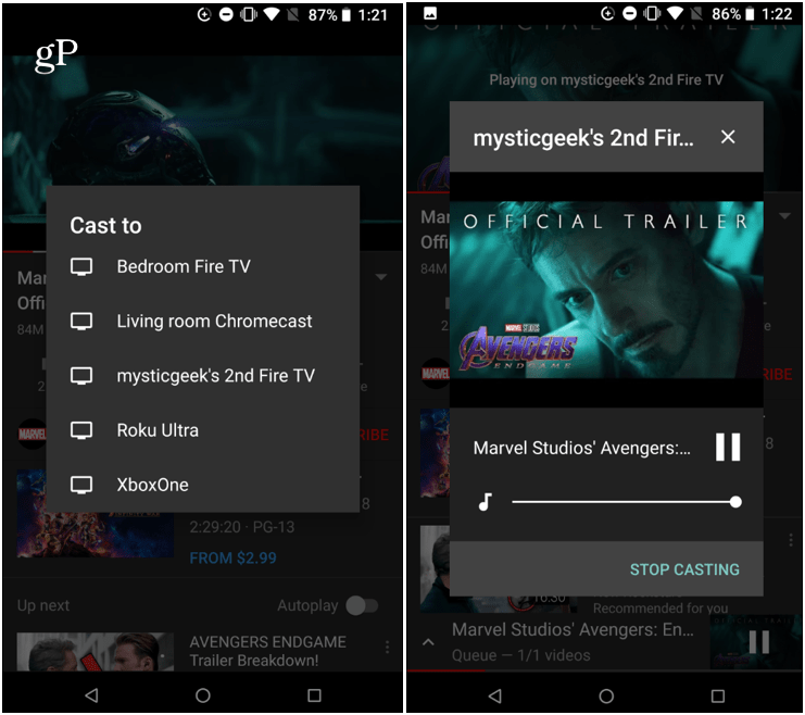 Cast YouTube Android