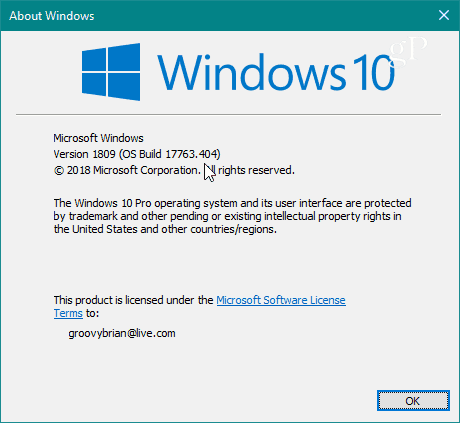 Windows 10 Build 17763-404