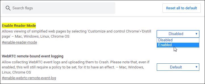 Chrome Reader Mode. Read enable