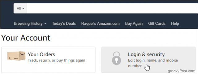 Your account on Amazon