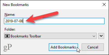   New Bookmarks dialog box in Firefox 