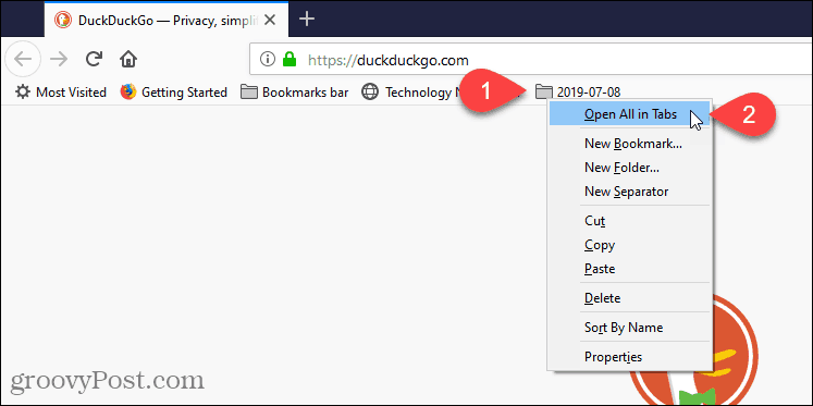 Choose Open All in Tabs in Firefox
