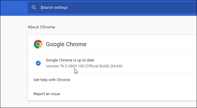 Chrome Version 76