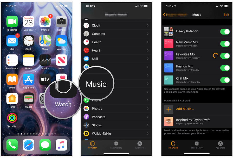 Apple Watch music app