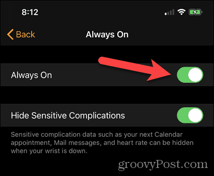 Disable Always On in the Watch app on your iPhone