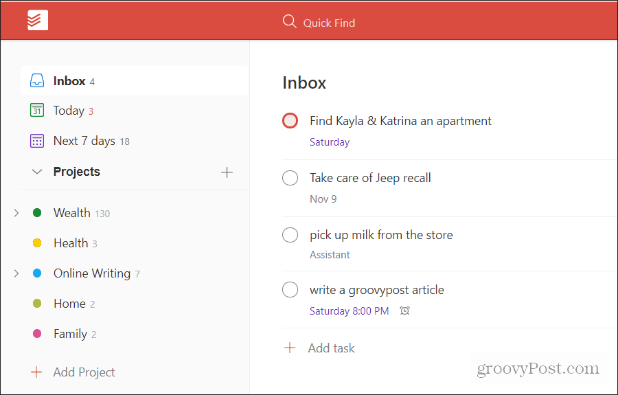projects colorized in todoist