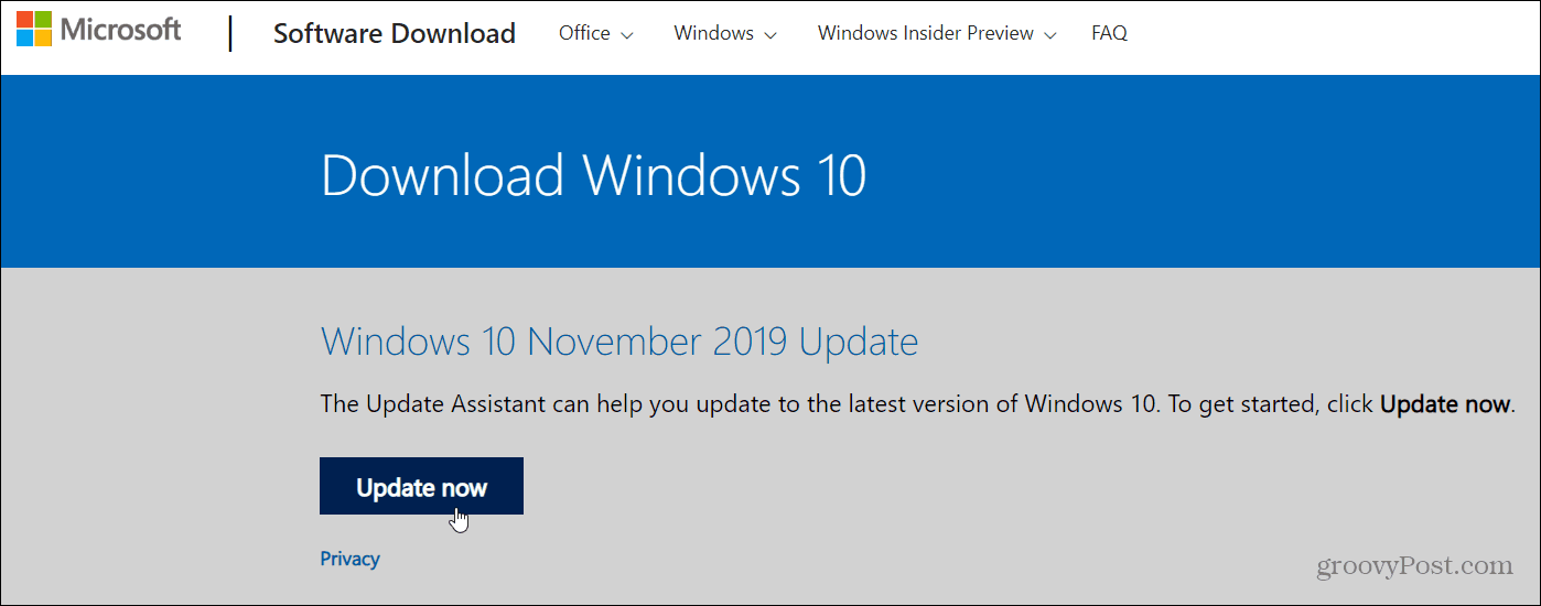 download windows 10 1909 update manually