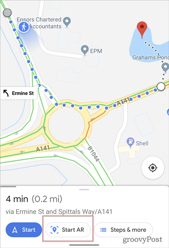 Google Maps AR navigation start AR