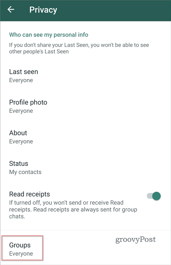 WhatsApp stop adding to groups Groups