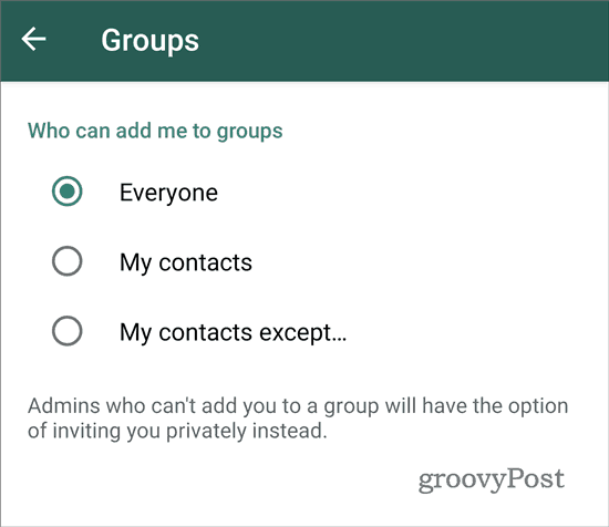 WhatsApp stop adding to groups everyone (2)