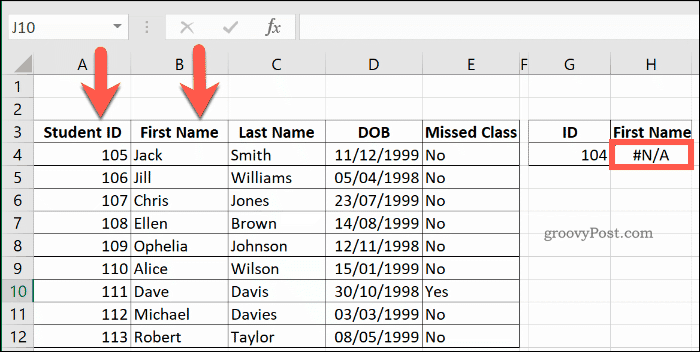 VLOOKUP returning an NA error in Excel