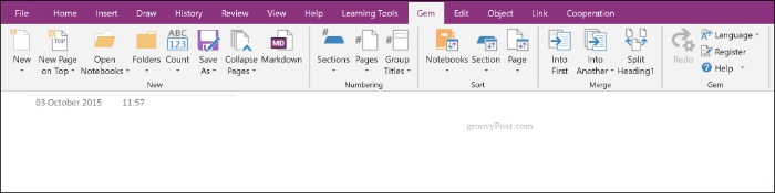 Gem add-in for OneNote