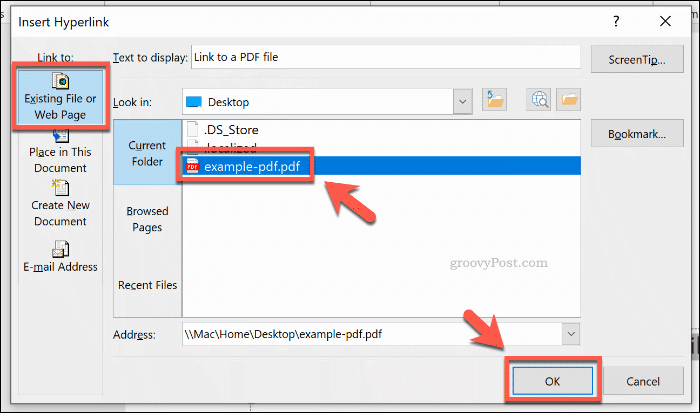 Inserting a link to a file in PowerPoint