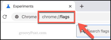 The Chrome flags menu accessed from the address bar