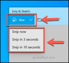Creating a new Snip and Sketch snippet