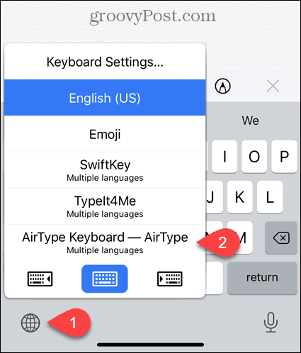 Select the AirType keyboard