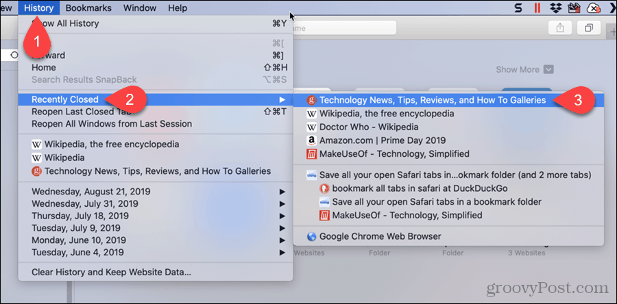 Select a Recently Closed Tab in Safari