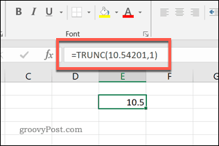 The TRUNC Function in Excel to one decimal place
