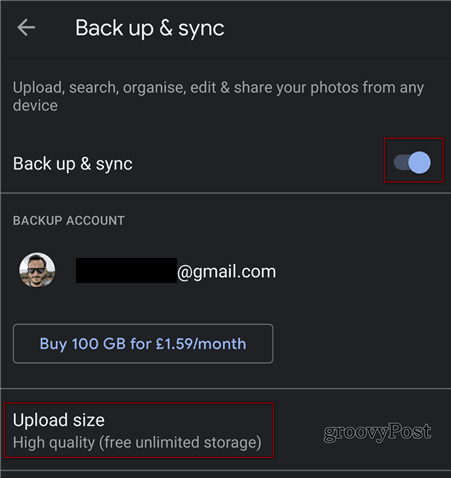 Google Photos backups and sync