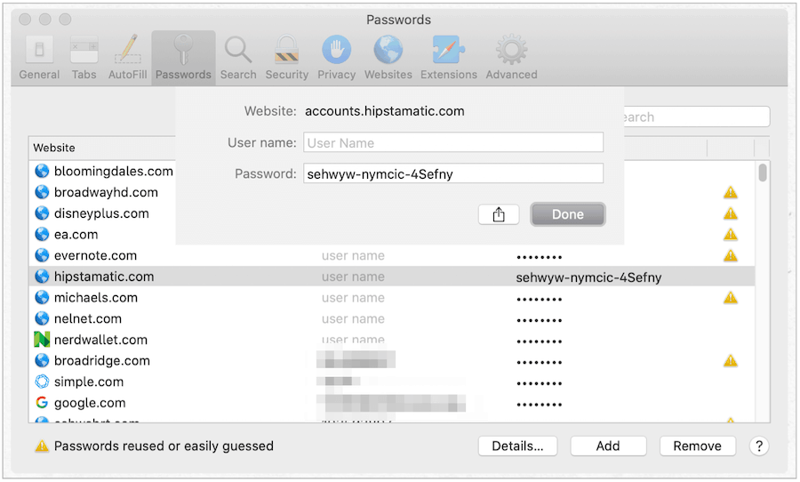 Mac web passwords