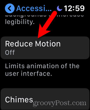 Tap Reduce Motion on Apple Watch