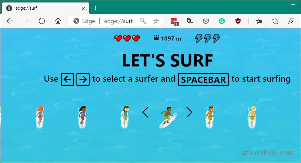 edge surf address bar