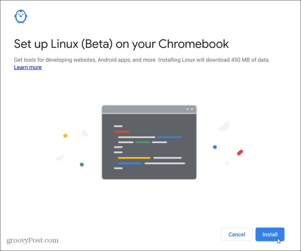   установить Linux Chromebook
