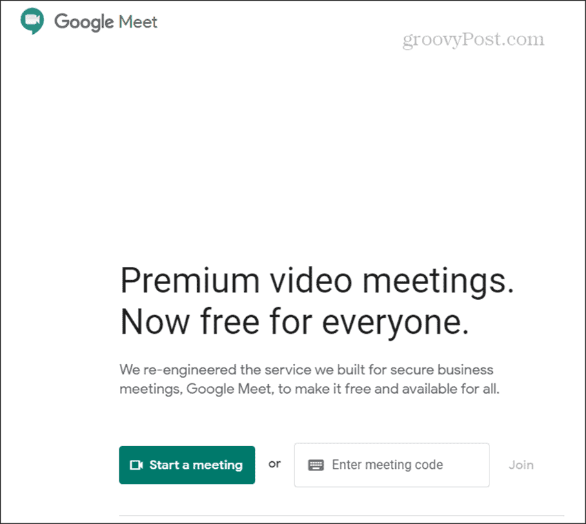 Google Meet start