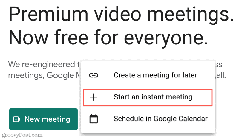 New Meeting, Start an Instant Meeting