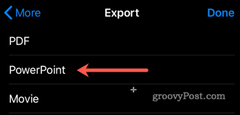 Экспорт из Keynote в PowerPoint на iOS