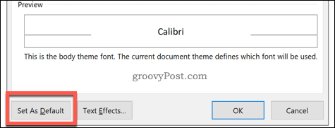 Set as default font in Word