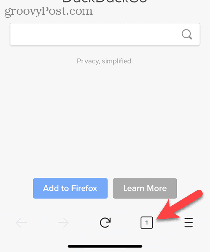 Tap tab button in Firefox for iOS