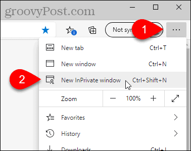 Select New InPrivate Window in Edge