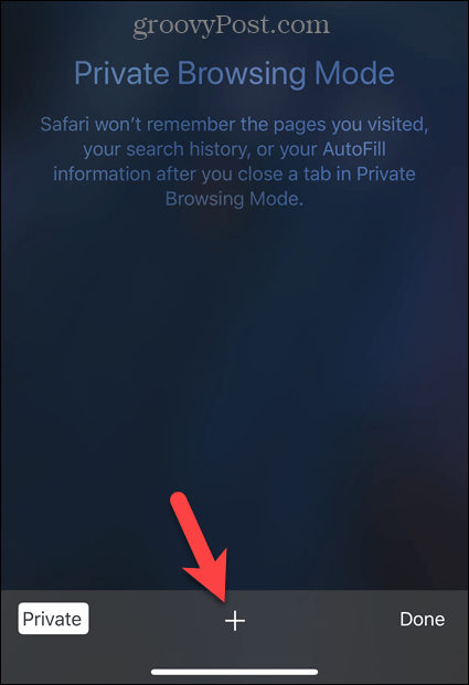 Нажмите значок плюса в Safari на iOS