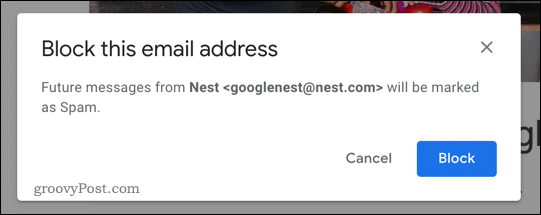 Кнопка блокировки в Gmail
