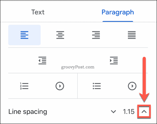 Google Docs line spacing options