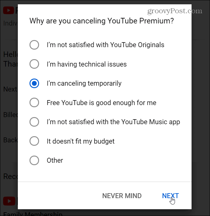 Youtube cancel membership
