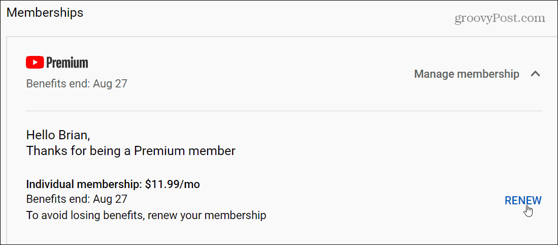 Membership youtube cancel How to