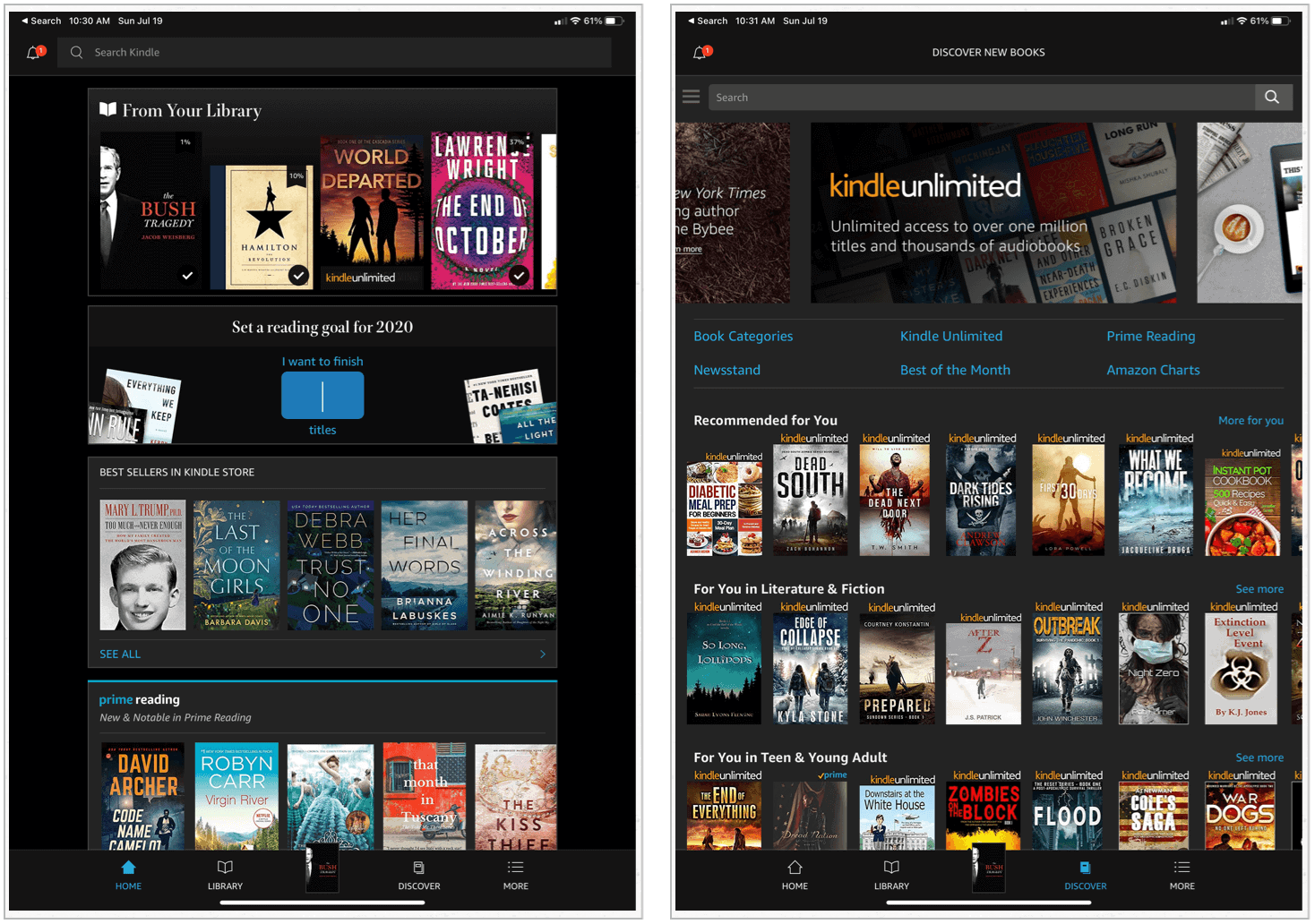 Amazon Kindle on iPad