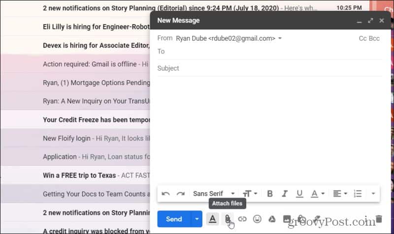 attach files in gmail