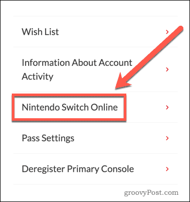 Nintendo Switch Online Website Settings