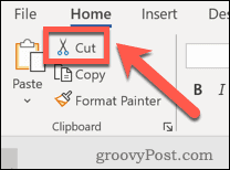 Microsoft Word Cut button