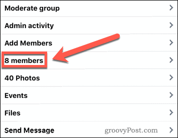 Facebook app Group Members