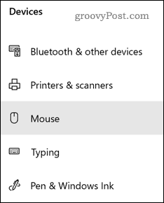 Windows Mouse Settings Option