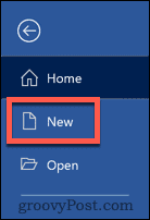Word new file option