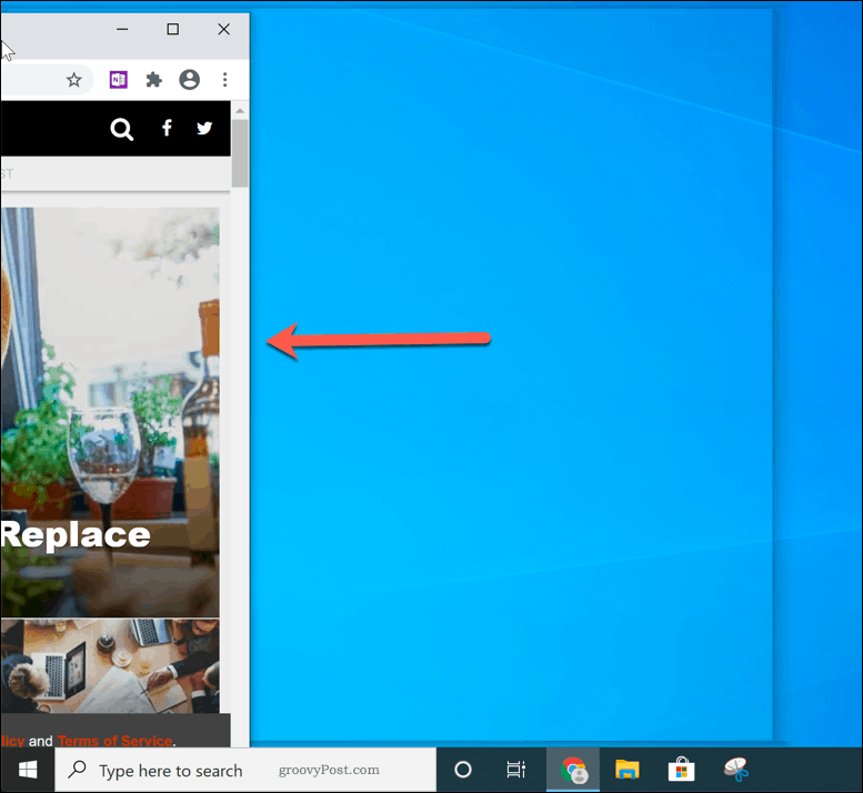 Windows snap assist on the left